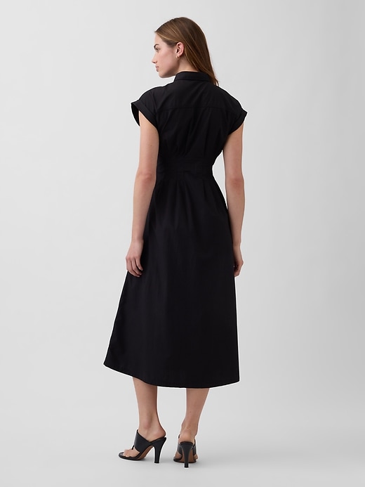 Image number 2 showing, Poplin Cinched Midi Shirtdress