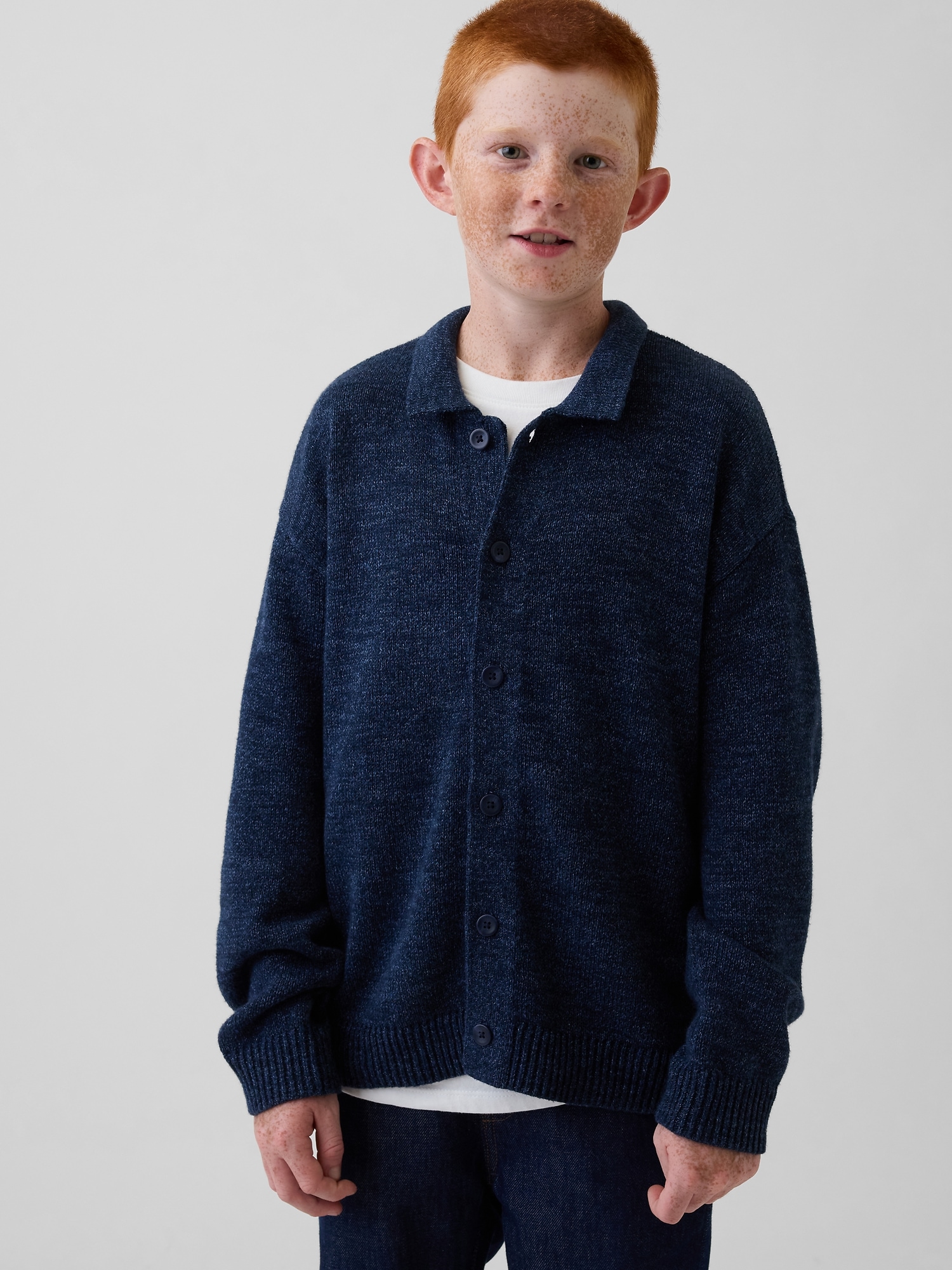 Kids Relaxed Polo Cardigan Sweater