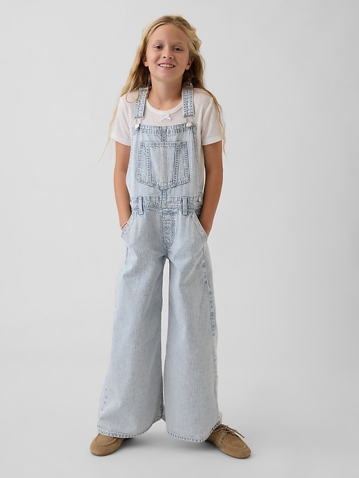 Image number 1 showing, Kids Denim Stripe Baggy Overalls