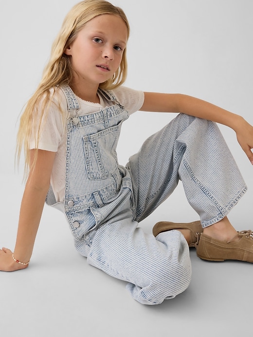 Image number 3 showing, Kids Denim Stripe Baggy Overalls