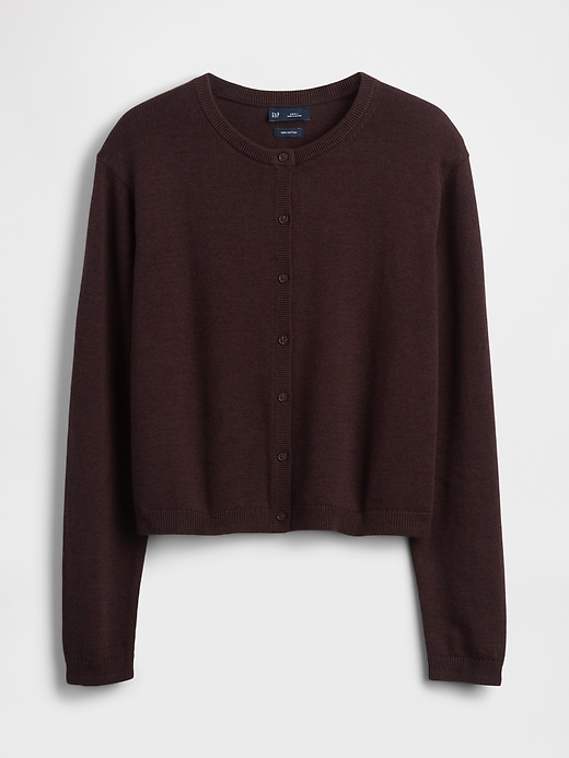 Image number 5 showing, 100% Cotton Relaxed Crop Cardigan Sweater