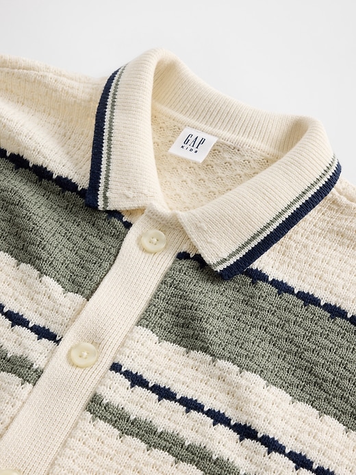 Image number 5 showing, Kids Relaxed Polo Cardigan Sweater