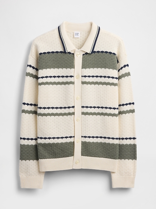 Image number 2 showing, Kids Relaxed Polo Cardigan Sweater