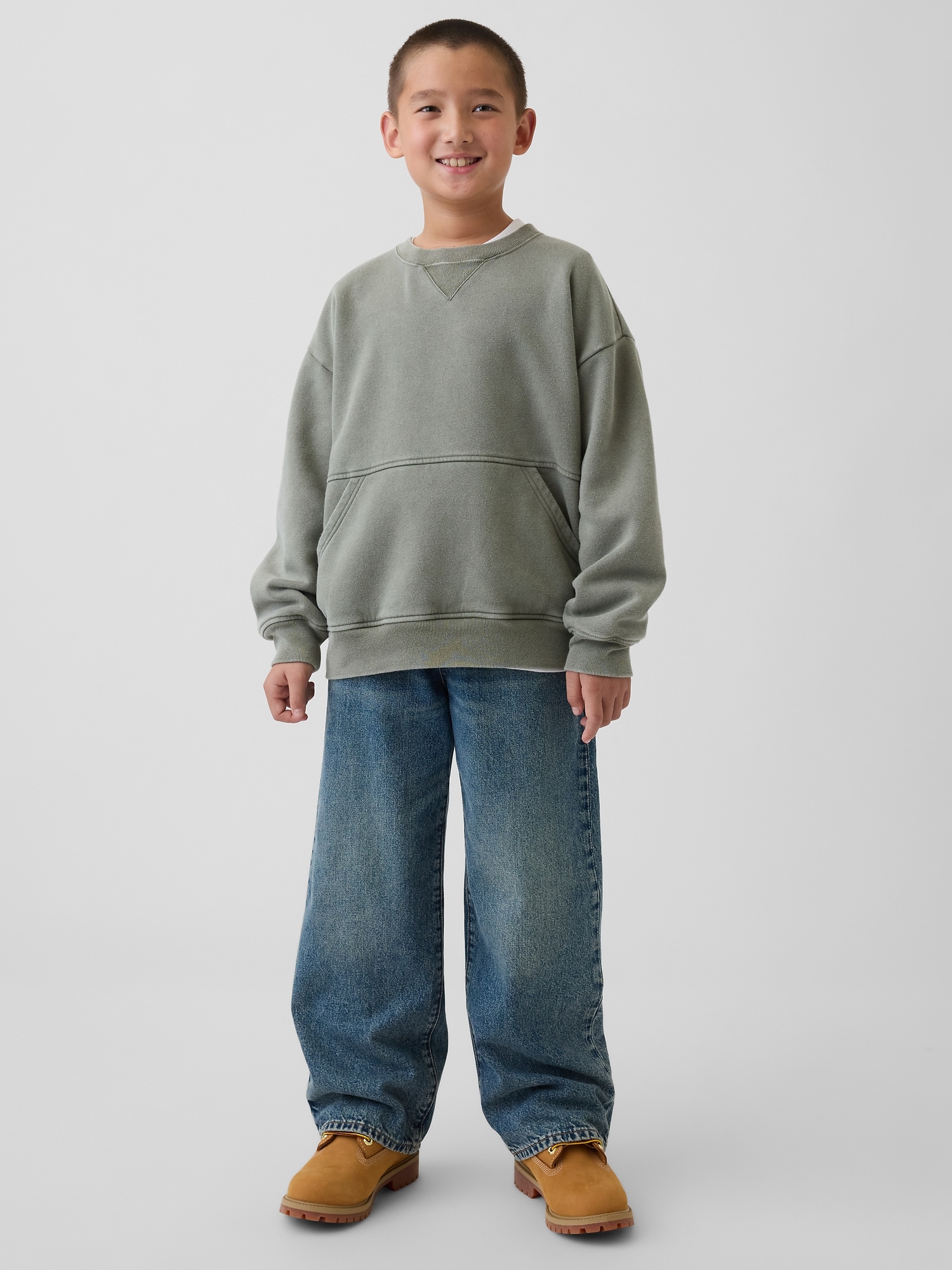 Kids VintageSoft Relaxed Crewneck Pocket Sweatshirt