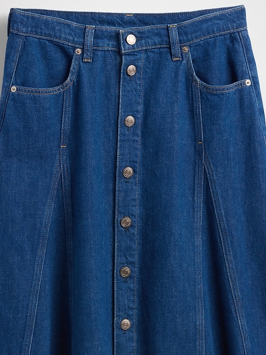 Image number 5 showing, Seamed Denim Button-Front Maxi Skirt