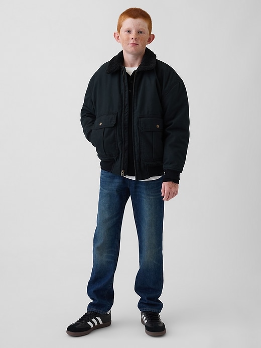 Image number 3 showing, Kids Sherpa-Lined Canvas Bomber Jacket