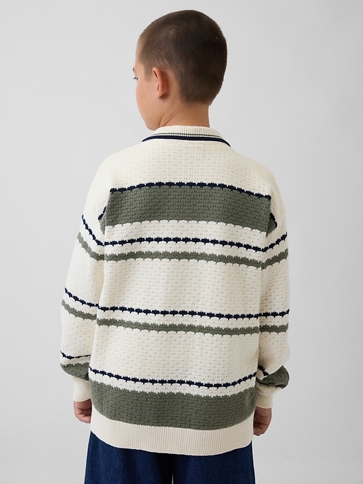 Image number 3 showing, Kids Relaxed Polo Cardigan Sweater