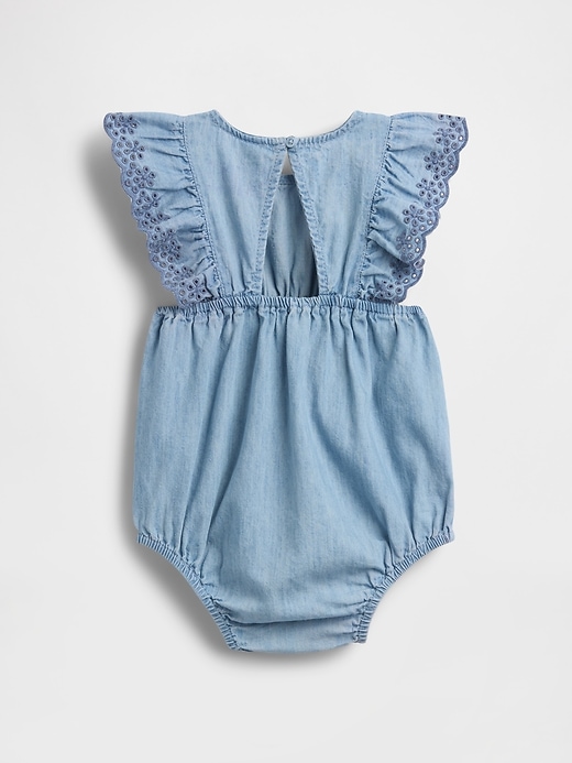 Image number 2 showing, Baby Eyelet Denim One-Piece