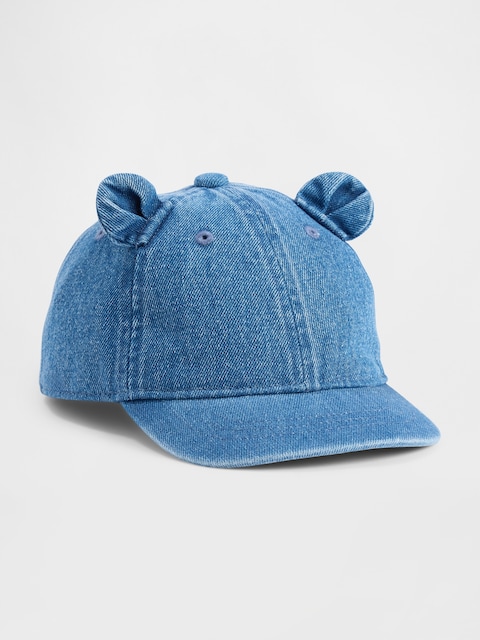 Toddler Denim Bear Baseball Hat