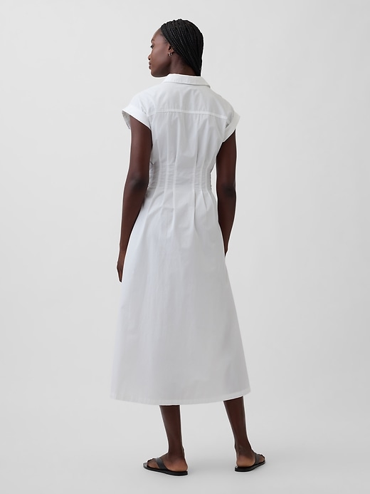 Image number 2 showing, Poplin Cinched Midi Shirtdress