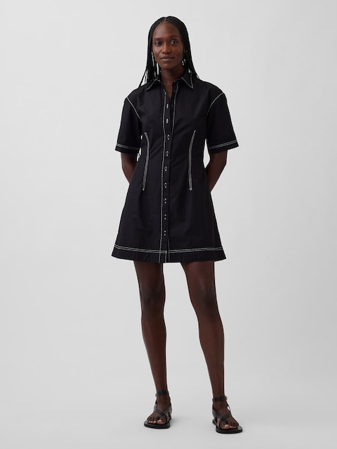 ROBE CHEMISIER COURTE EN POPELINE