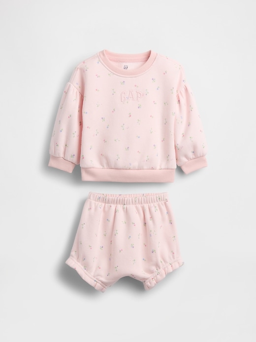 Image number 1 showing, Baby VintageSoft Floral Logo Outfit Set