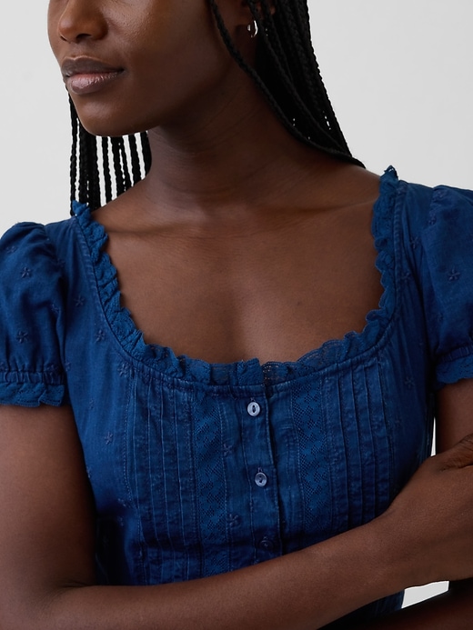 Image number 4 showing, Embroidered Puff-Sleeve Maxi Dress