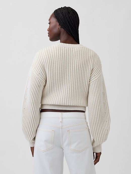 Image number 3 showing, 100% Cotton Barrel-Sleeve Crop Sweater