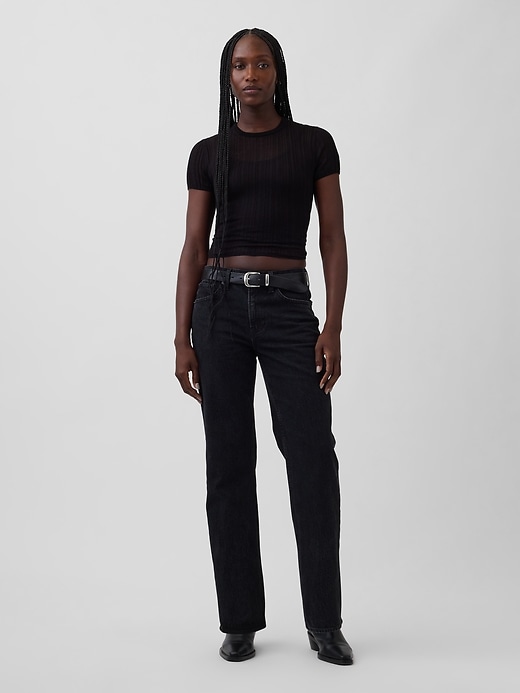 Image number 1 showing, Mid Rise Relaxed Straight Jeans