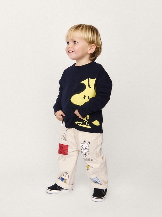 L'image numéro 5 présente Pantalon coupe baril Peanuts à taille élastique pour Bébé et Tout-petit