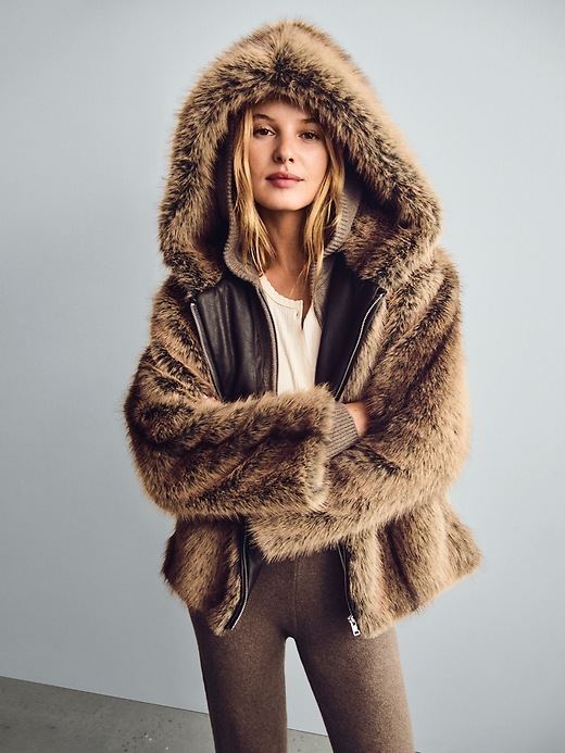Image number 6 showing, Faux Fur Relaxed Zip Hoodie