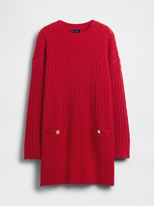 Image number 5 showing, CashSoft Cable-Knit Mini Sweater Dress