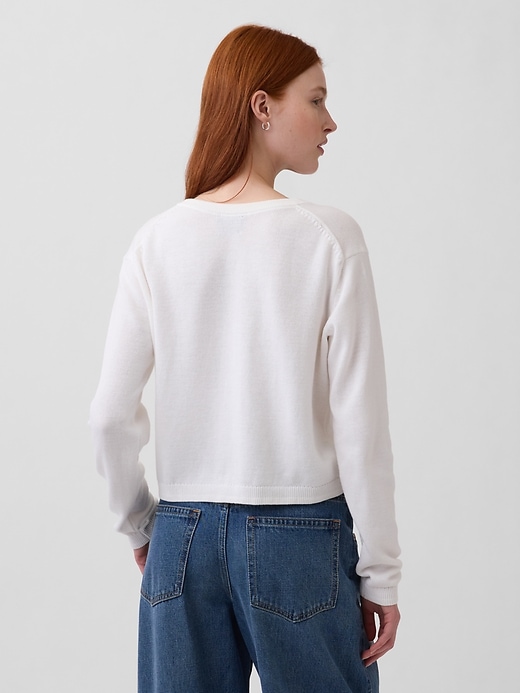 Image number 3 showing, 100% Cotton Relaxed Crop Cardigan Sweater