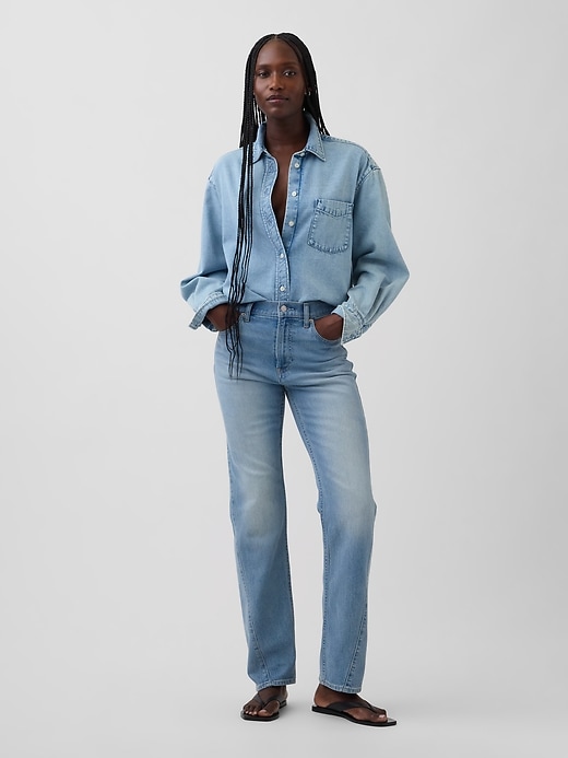 Image number 1 showing, High Rise Twisted-Seam '90s Slim Straight Jeans
