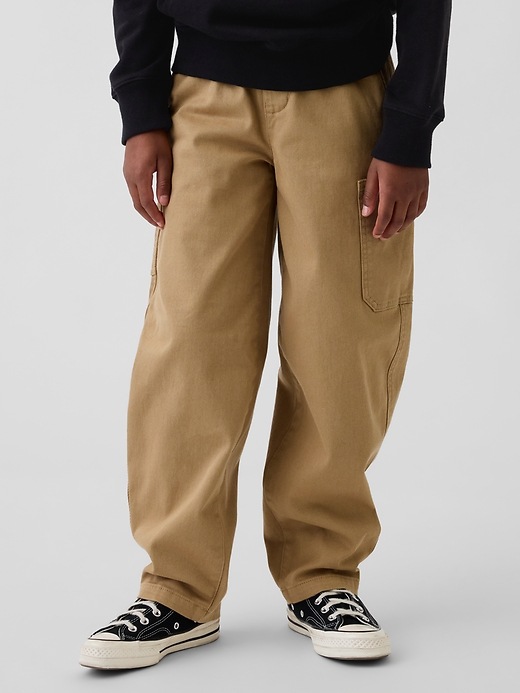 Image number 3 showing, Kids Brushed Cargo Baggy Taper Pants