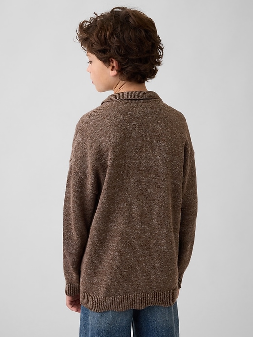Image number 3 showing, Kids Relaxed Polo Cardigan Sweater