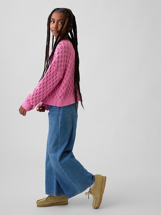 Image number 4 showing, Kids Crochet Oversized Crewneck Sweater