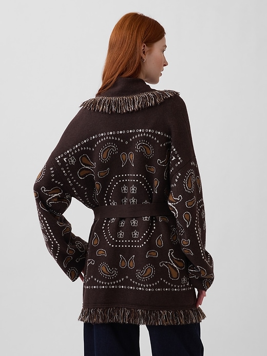 Image number 3 showing, Cotton-Blend Fringe Shawl Cardigan