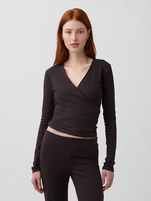 Image number 1 showing, Modern Wide Rib Wrap V-Neck T-Shirt