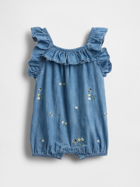 Baby Denim Ruffle Shorty One-Piece