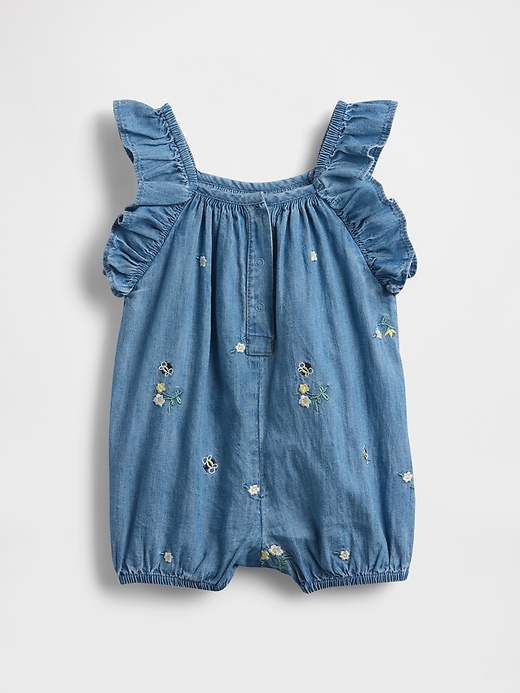 Image number 2 showing, Baby Denim Ruffle Shorty One-Piece