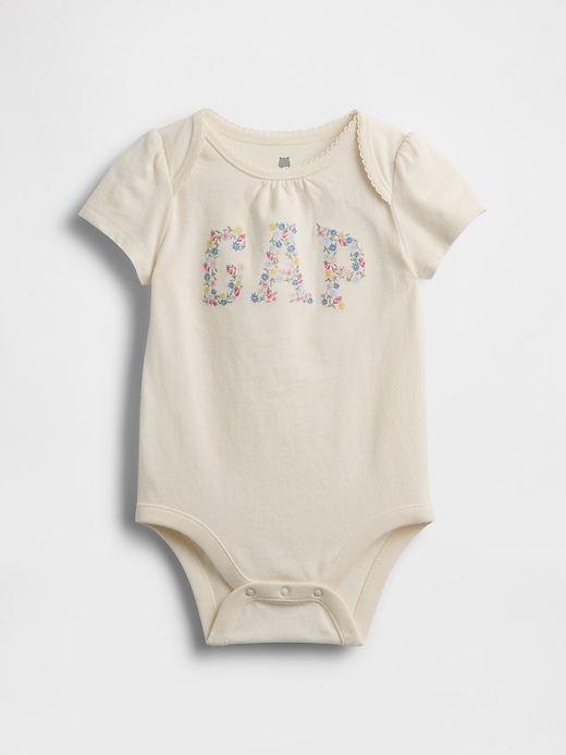 Image number 1 showing, Baby Organic Cotton Floral Logo Bodysuit