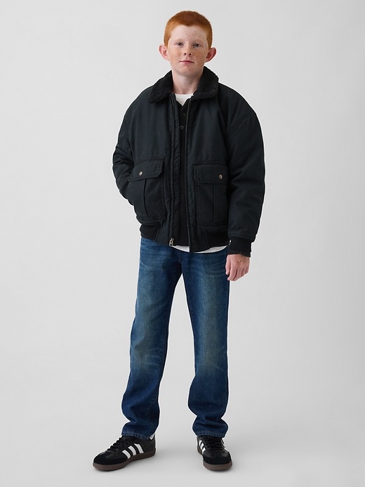 Image number 3 showing, Kids Sherpa-Lined Canvas Bomber Jacket