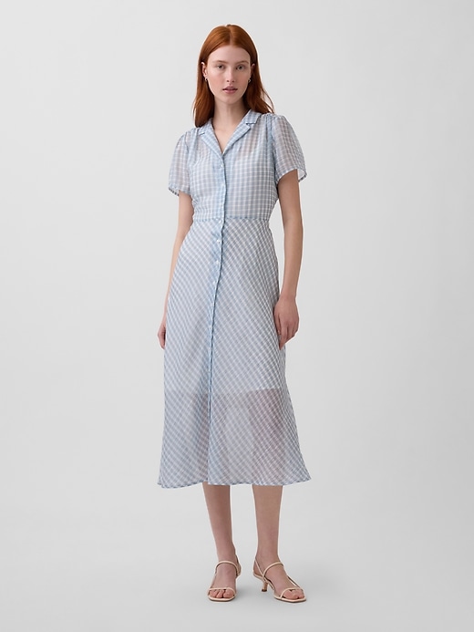 Image number 1 showing, Sheer Midi Shirtdress