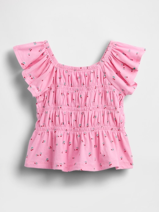 Image number 1 showing, Baby & Toddler Smocked Flutter-Sleeve Top