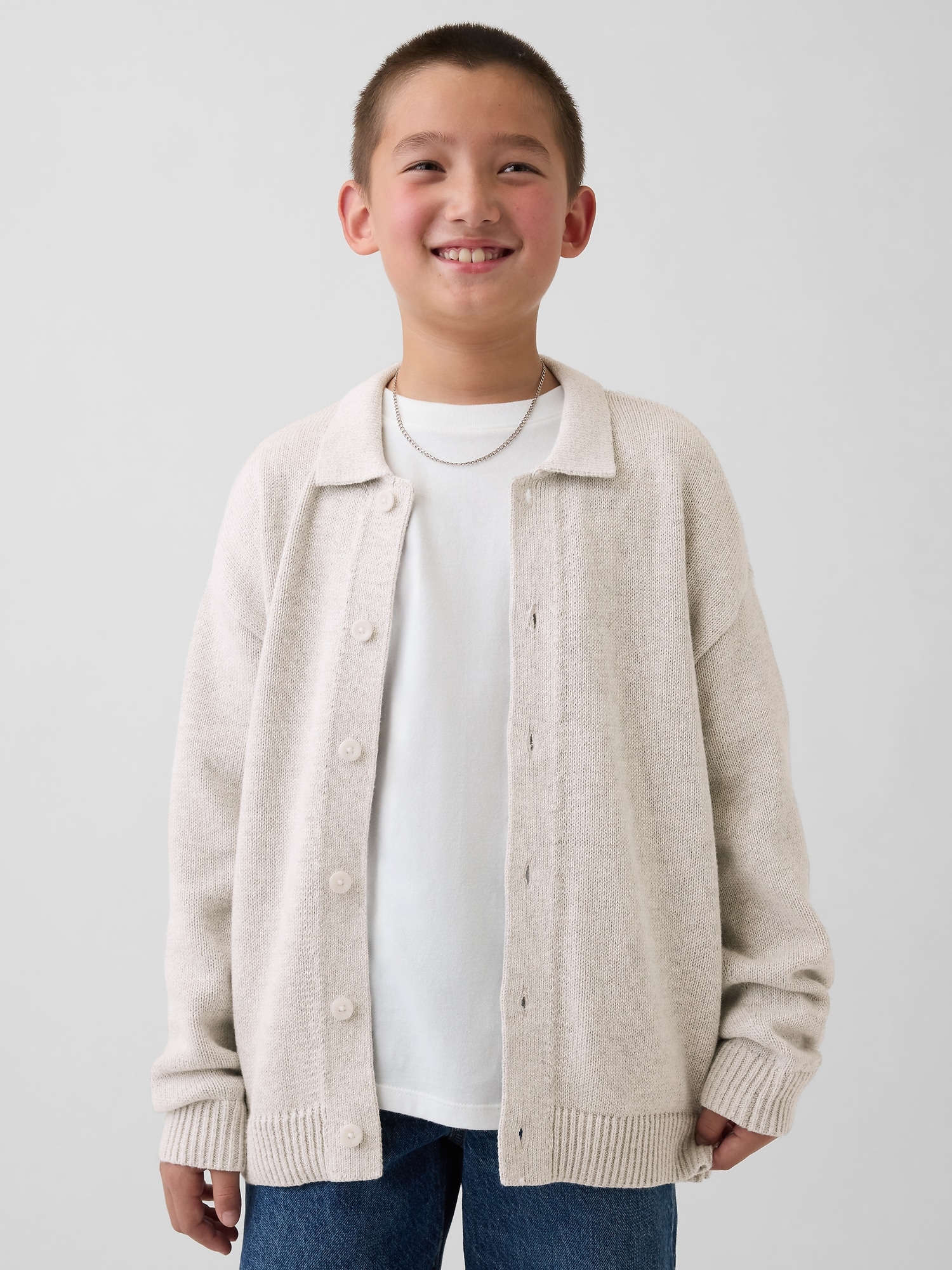 Kids Relaxed Polo Cardigan Sweater