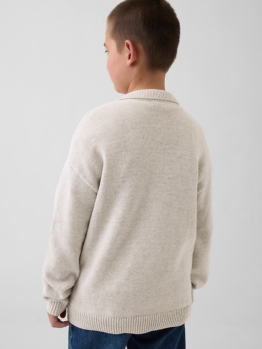 Image number 3 showing, Kids Relaxed Polo Cardigan Sweater