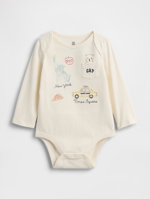 Image number 1 showing, Baby First Favorites Organic Cotton NYC Logo Pocket Bodysuit