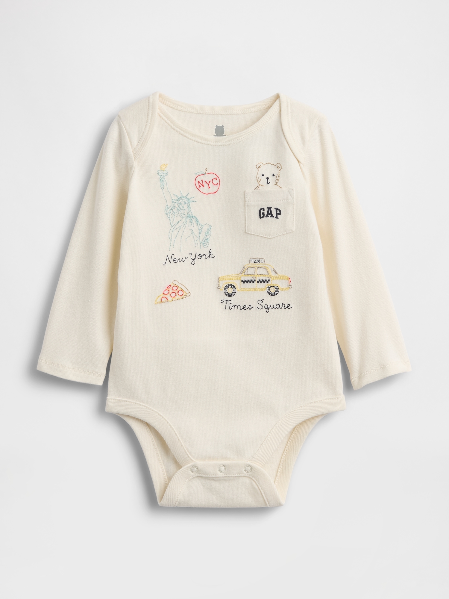 Baby First Favorites Organic Cotton NYC Logo Pocket Bodysuit