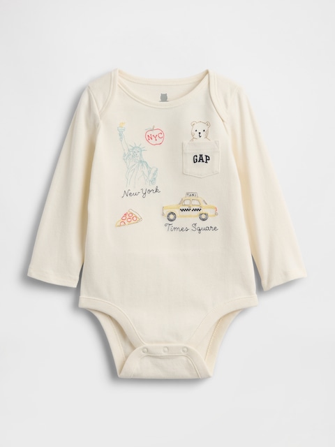 CACHE-COUCHE PREMIERS ESSENTIELS EN COTON BIOLOGIQUE À LOGO NYC ET POCHE POUR BÉBÉ