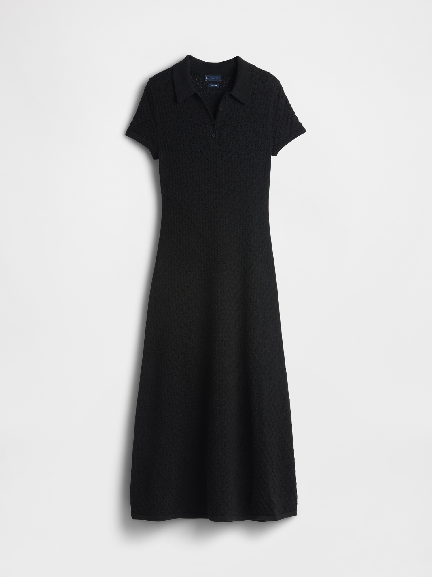 Pointelle Polo Shirt Maxi Sweater Dress