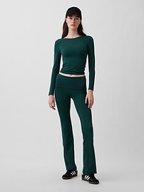 Image number 1 showing, GapFit Smooth Foldover Mini Flare Leggings