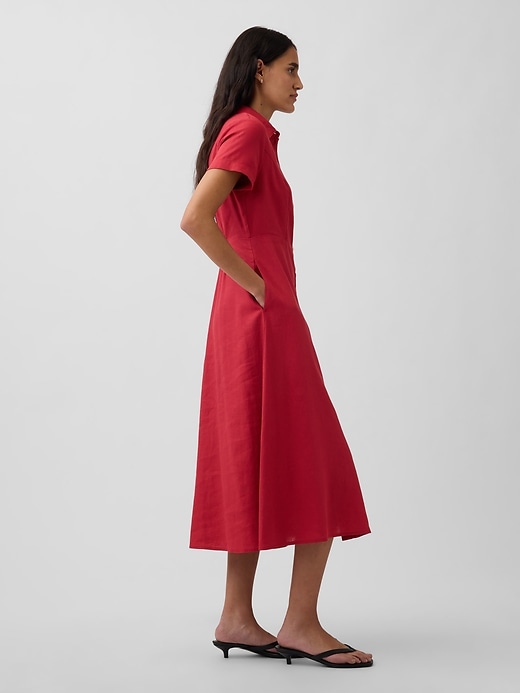 Image number 3 showing, Linen-Blend Midi Shirtdress