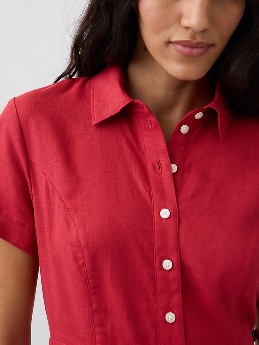 Image number 4 showing, Linen-Blend Midi Shirtdress
