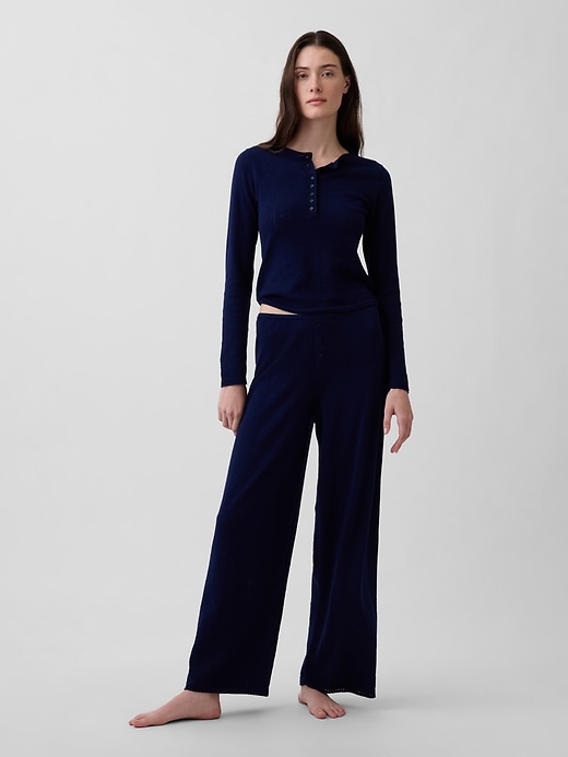 Image number 1 showing, Lightweight CashSoft Pointelle Heart PJ Pants