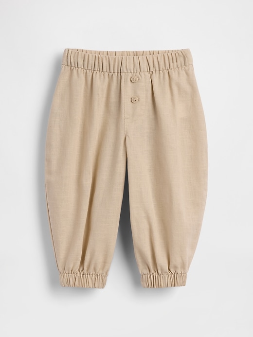 Image number 1 showing, Baby Linen-Cotton Pull-On Barrel Pants