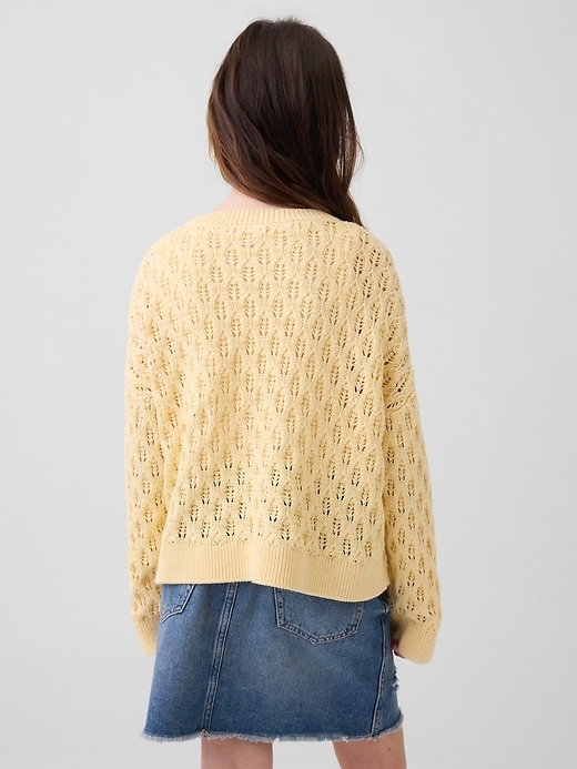 Image number 3 showing, Kids Crochet Oversized Crewneck Sweater