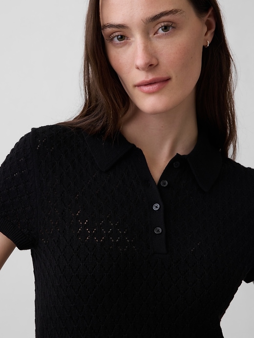 Image number 4 showing, Pointelle Polo Maxi Sweater Dress