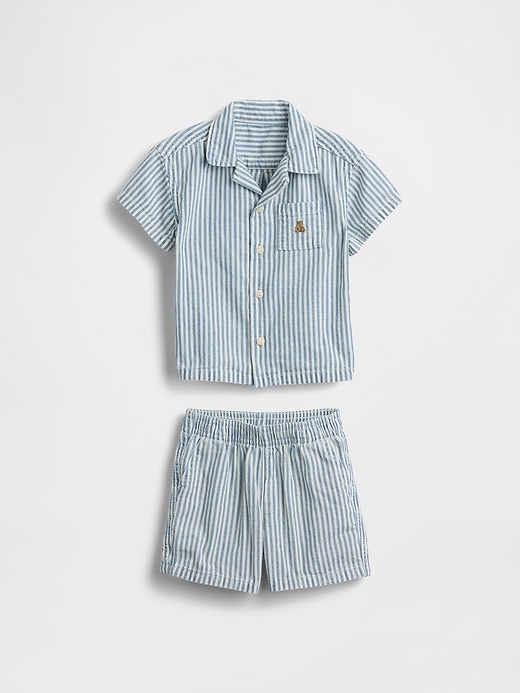 Image number 1 showing, Baby Denim Stripe Outfit Set