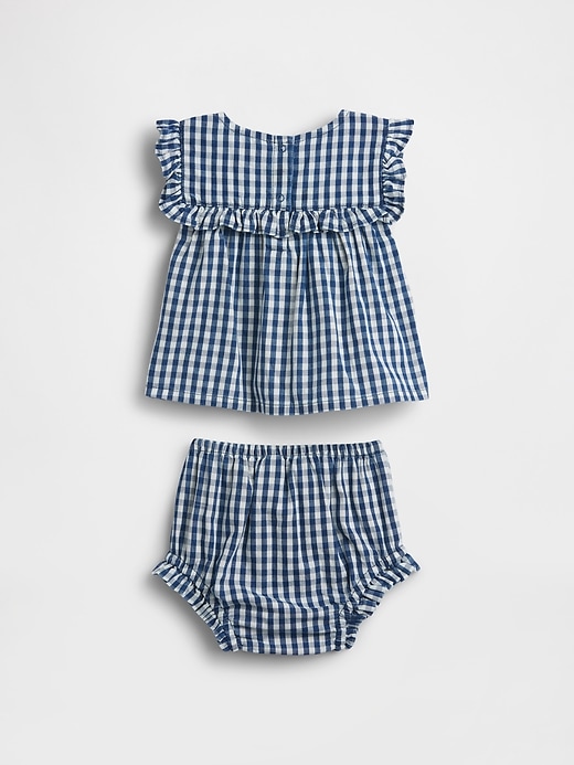 Image number 2 showing, Baby Gingham Denim Ruffle Outfit Set
